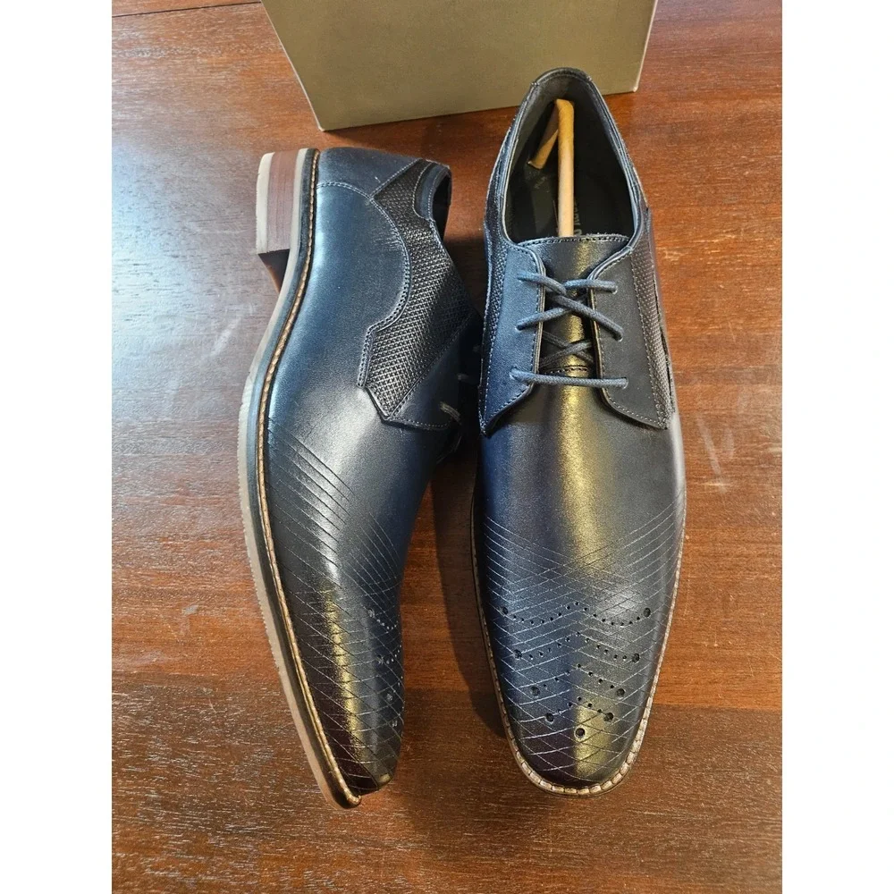 Stacy Adams Men's 11.5 Oxford Jovian Navy Marine Leather Dress Shoes 25504-410